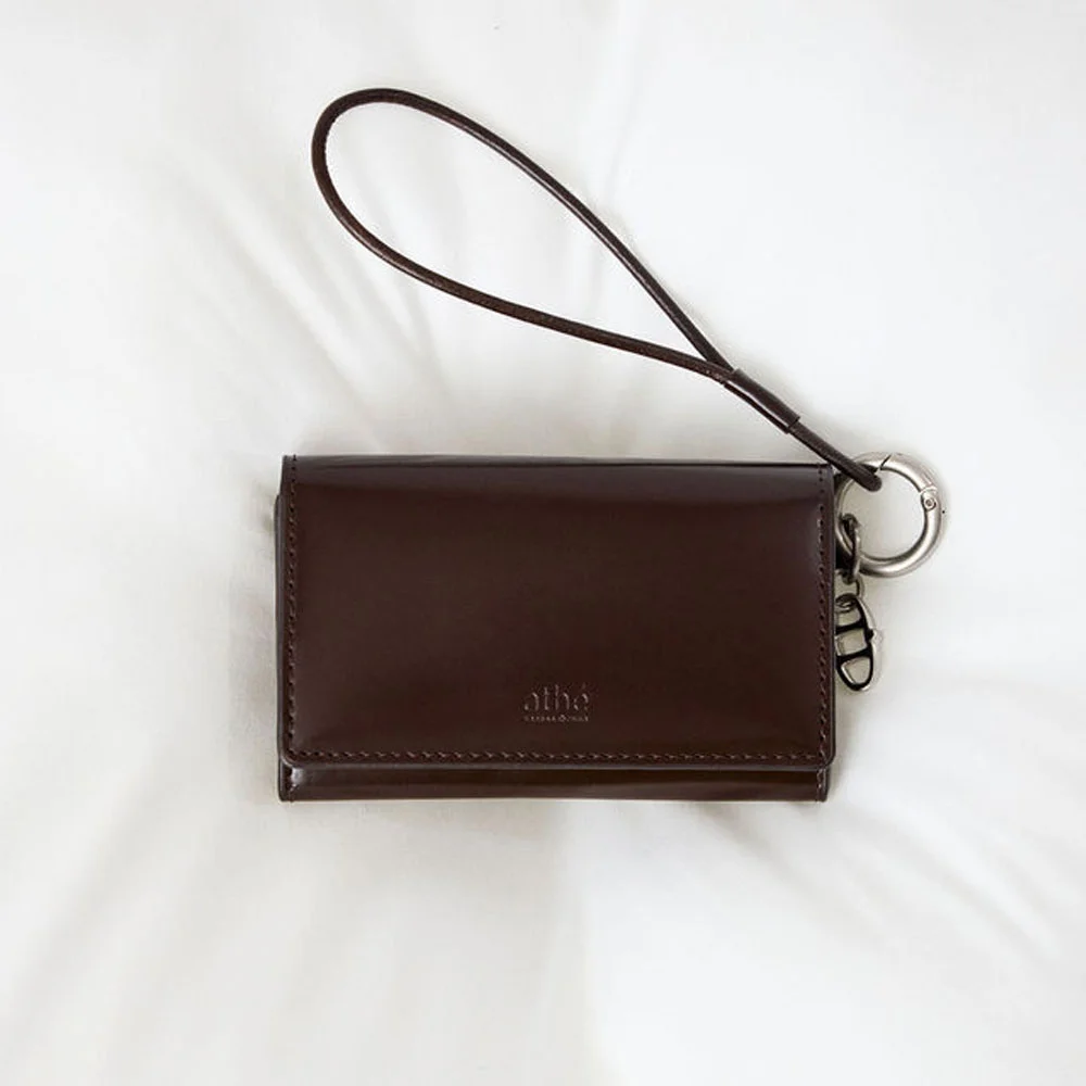 深啡色 Box Leather 肩帶 名片夾 AAHO6E600W3