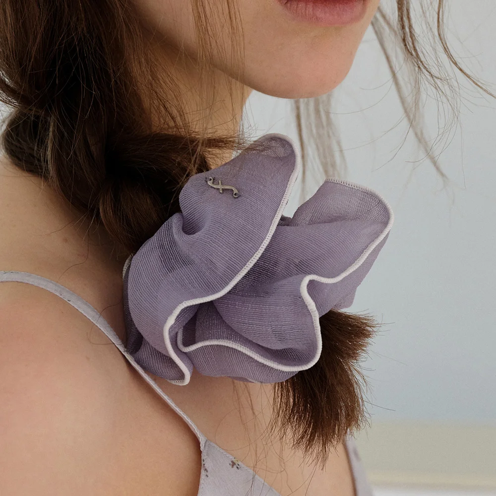 BLOOM FRILL HAIR SCRUNCHIE (ASH BLUE)