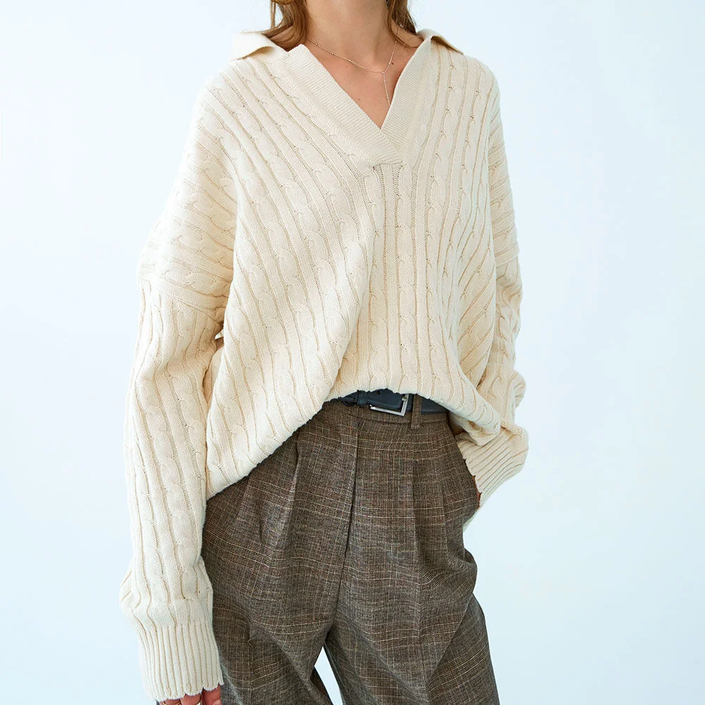 Lily collar cotton-pullover