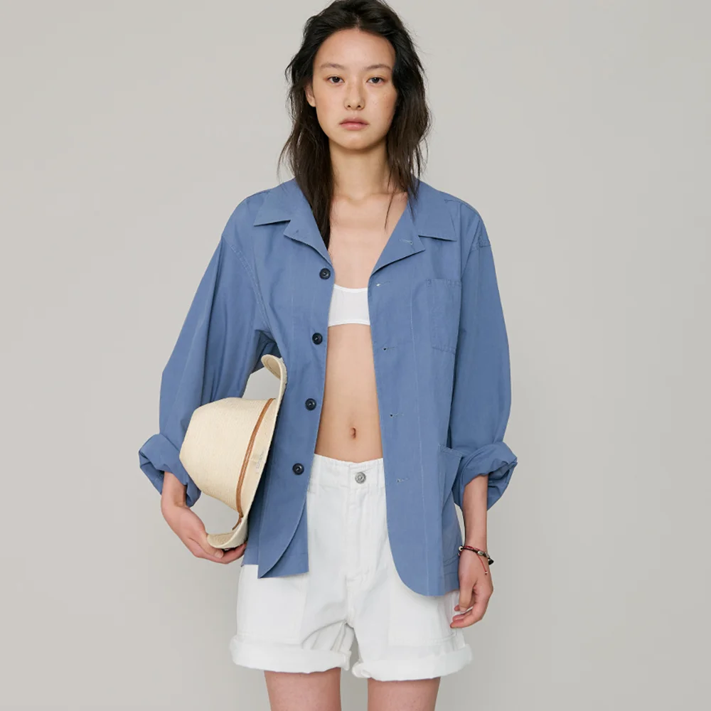 Paper work jacket_Washed blue