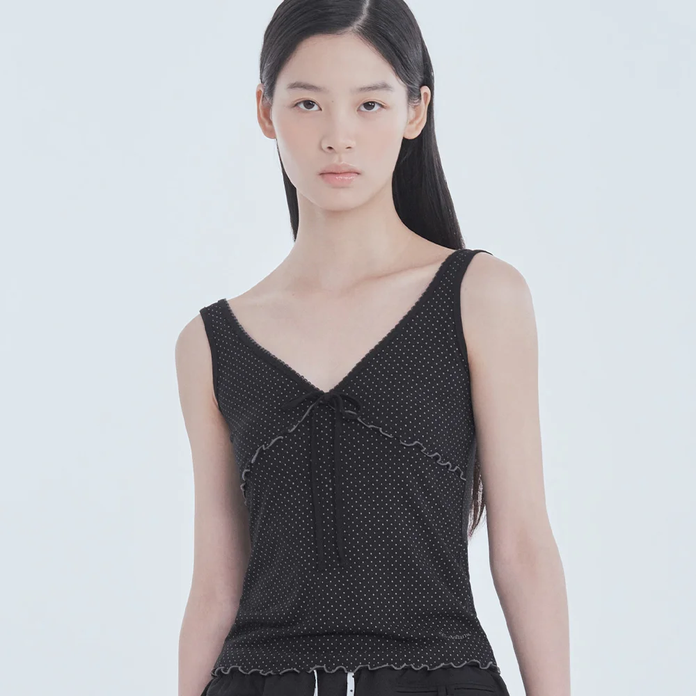 Dot Ribbon Top - Black