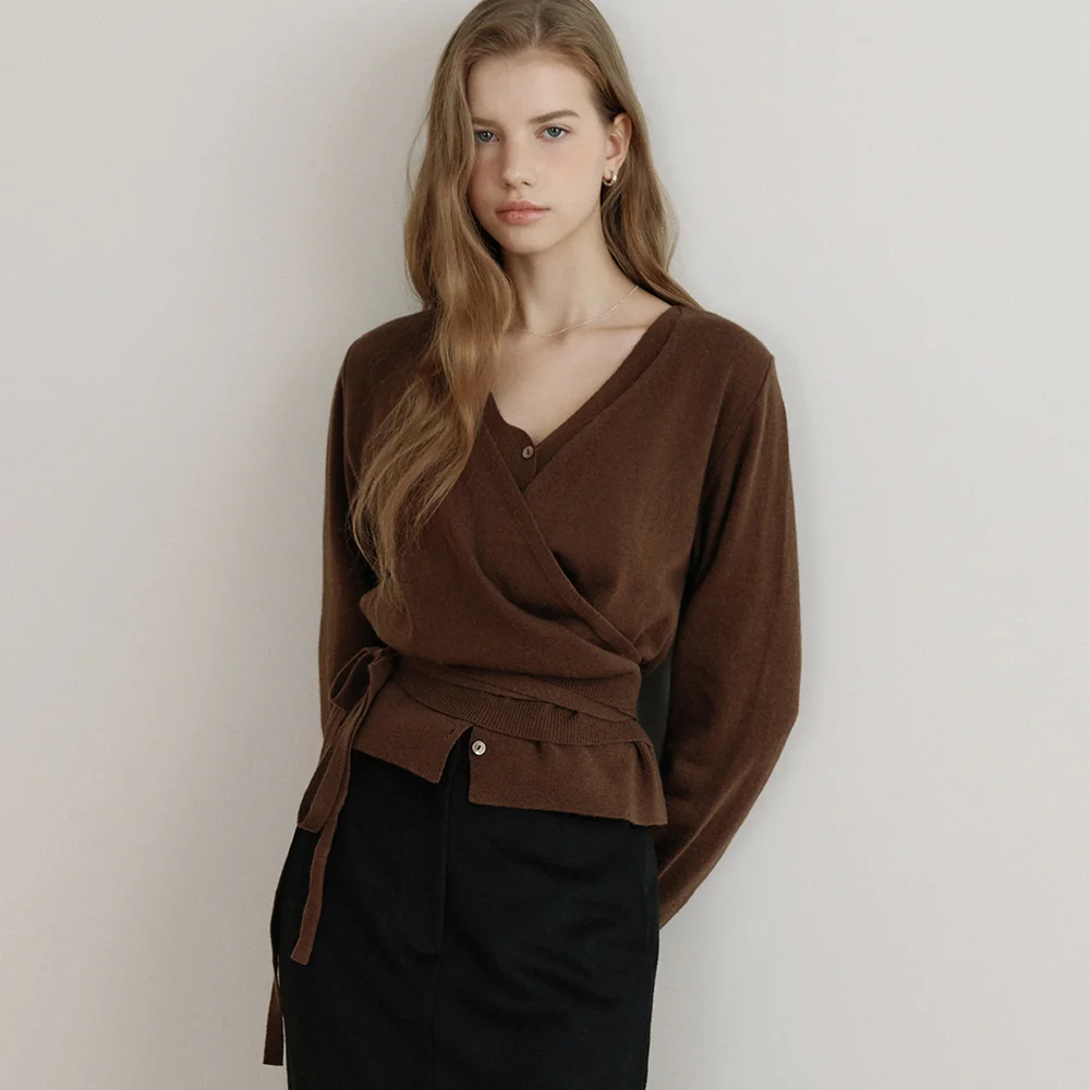 comos 1523 layered strap cardigan (brown)