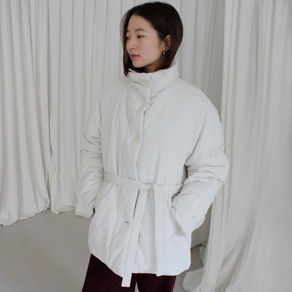 High neck half padding coat (ivory)