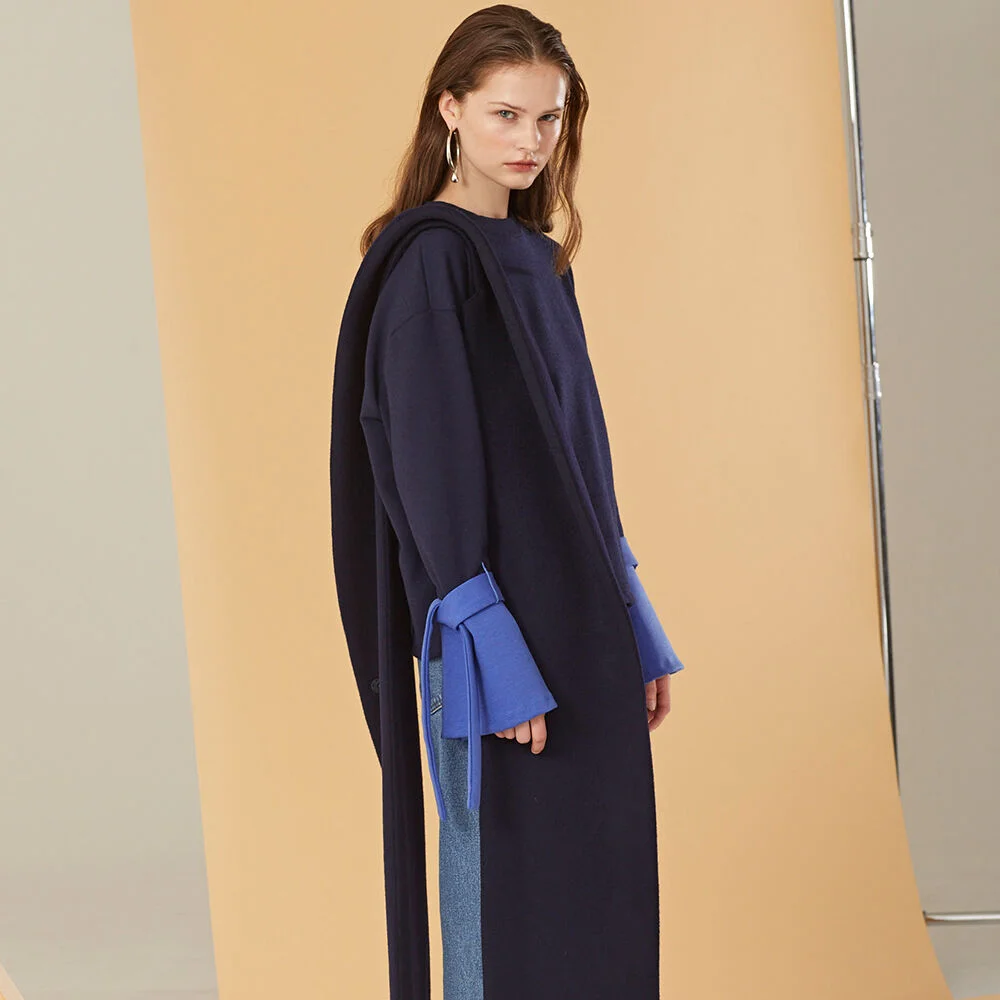 Color Sleeve Sweatshirt_Navy