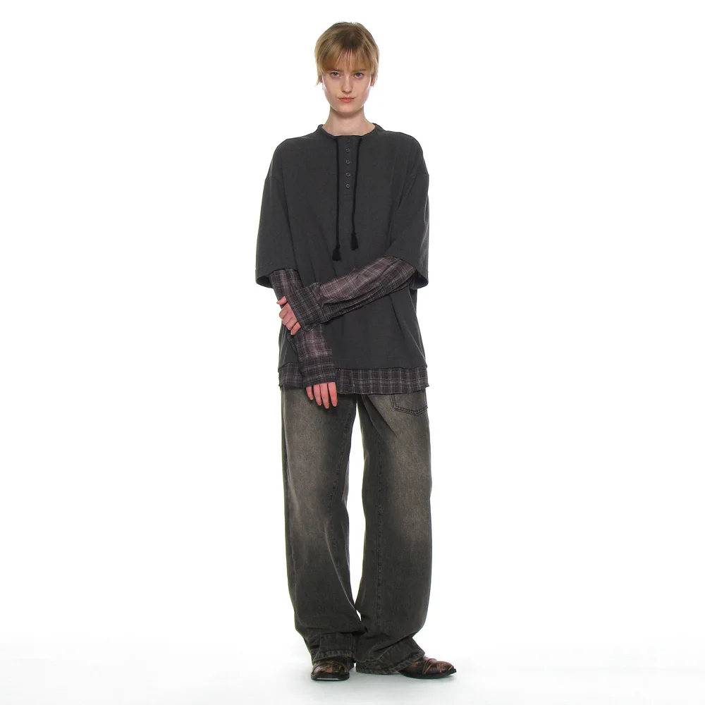 POCKET CINCH-BACK CURVED JEANS_GREY