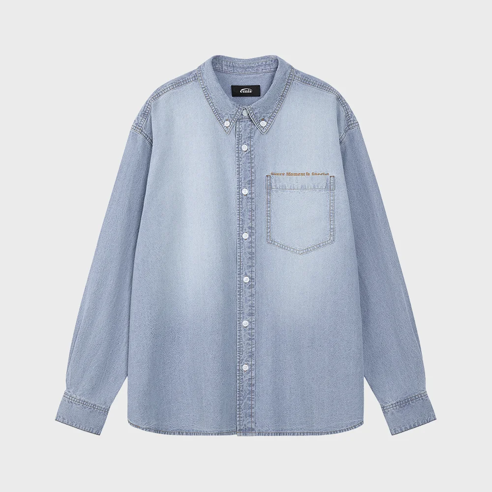 CHAMBRAY DENIM SHIRT-LIGHT BLUE