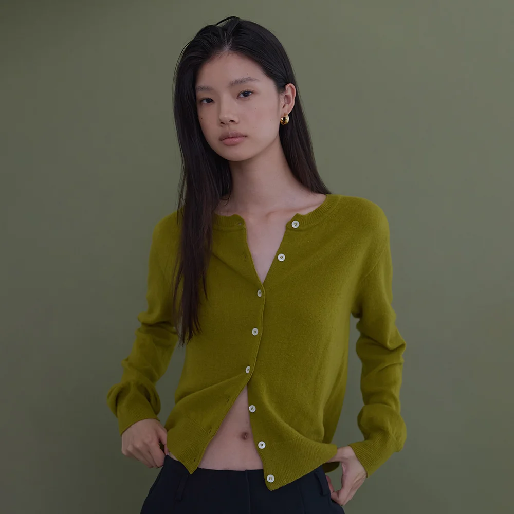 Basic Wool Cardigan (Olive)