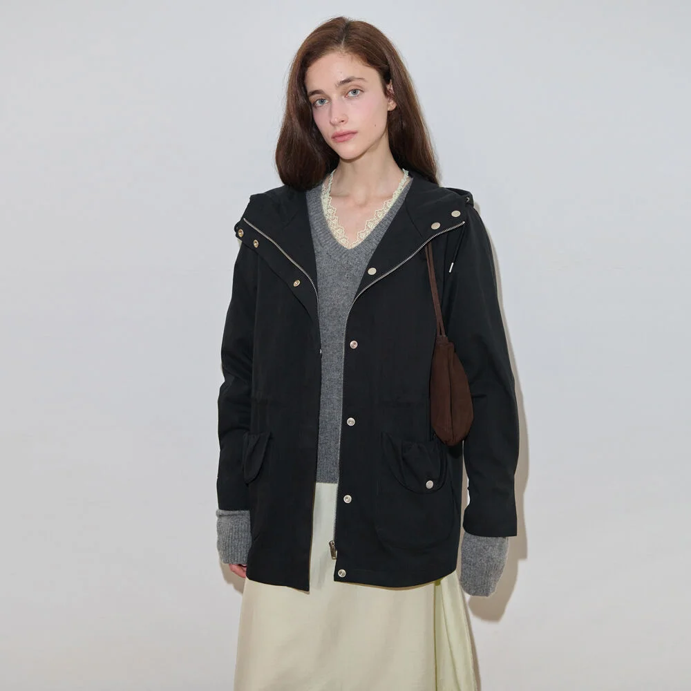 Raglan Hoodie Jacket (Black)