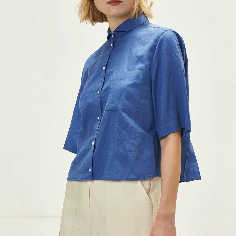 pleats short shirt(bl)