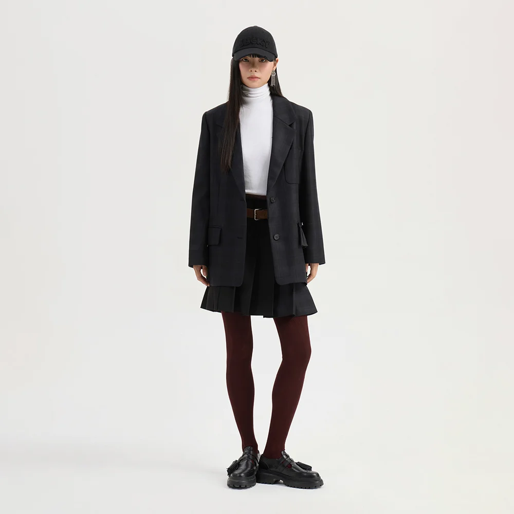 Frill Detail Check Single Jacket LFJAW25250GYD