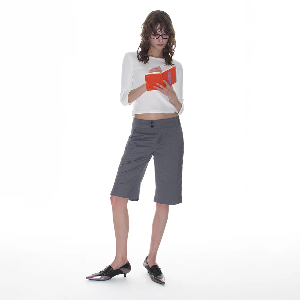 LOW WAIST CAPRI SLACKS_GREY