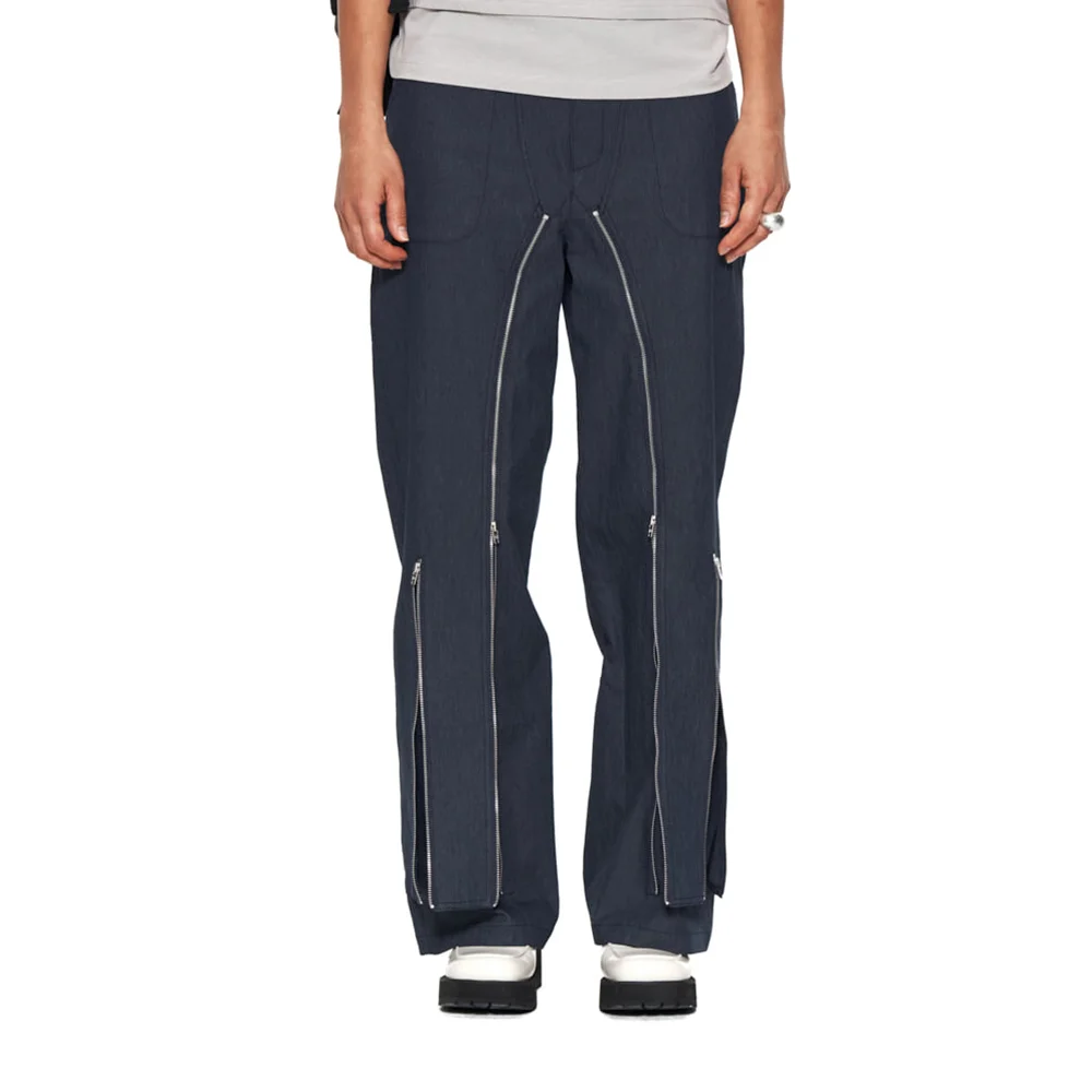 DOUBLE ZIPPER CHINO PANTS IN NAVY