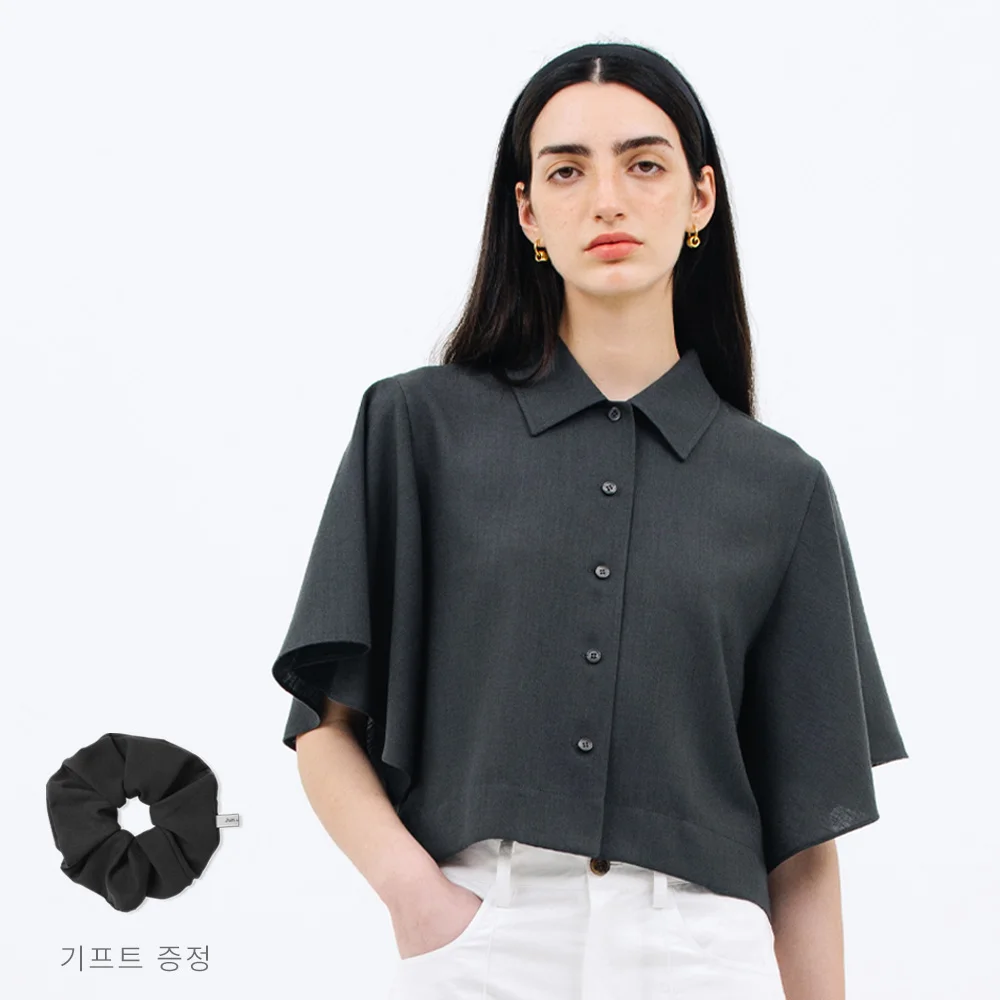 ruffle sleeve shirt_charcoal