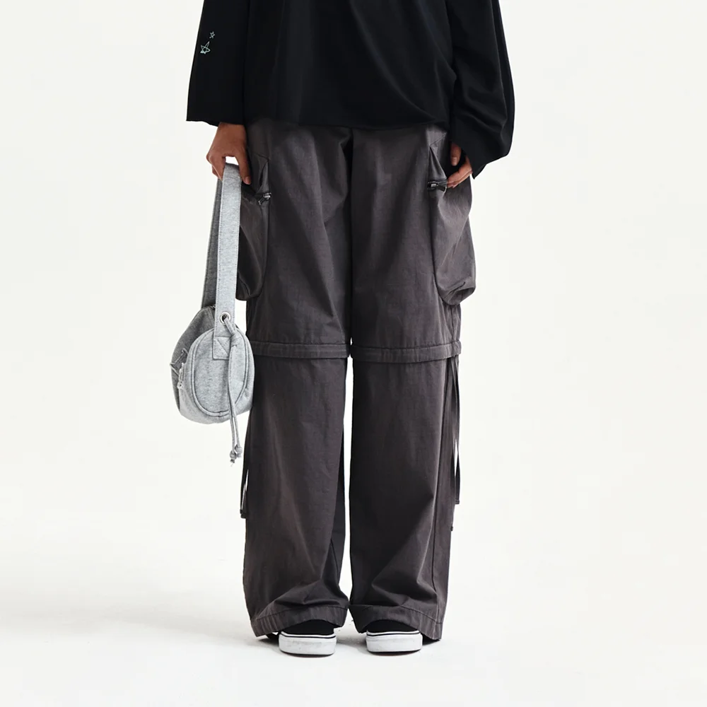 DETACHABLE CARGO PANTS IN CHARCOAL