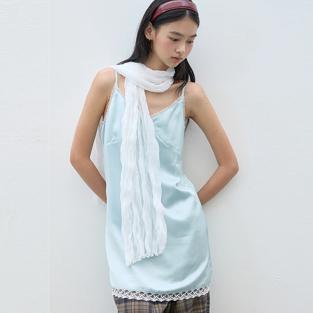 Lace Satin Mini Dress Sky mint