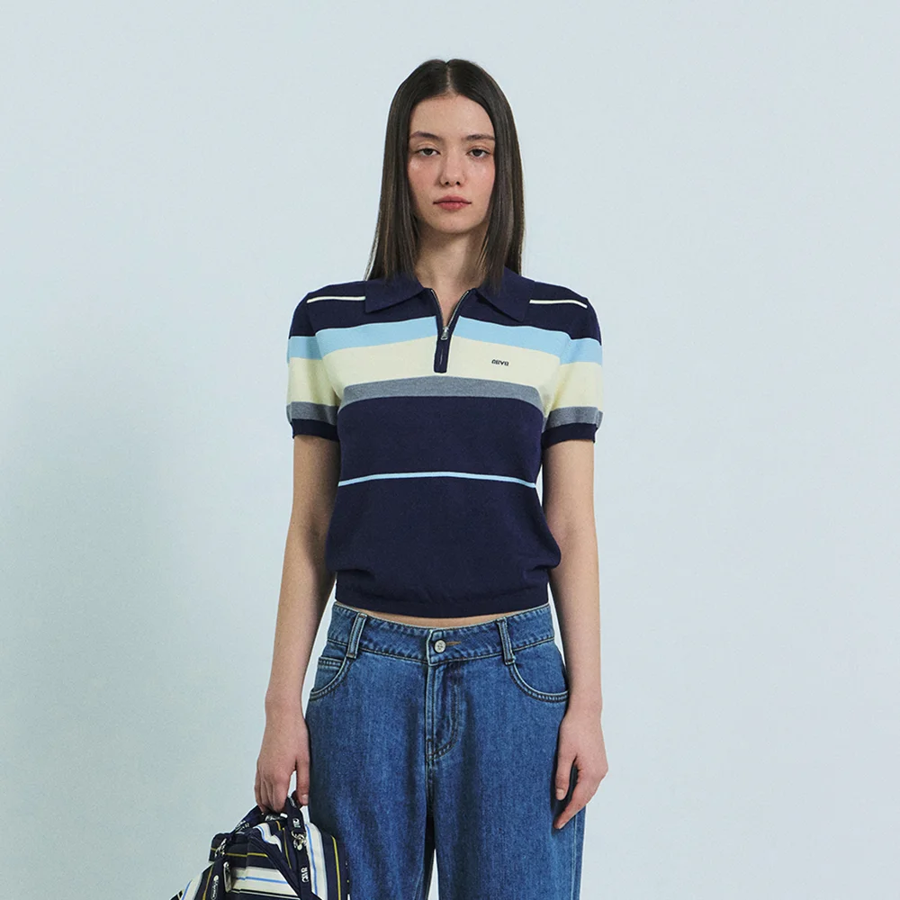 MALI HALF ZIP-UP COLLAR KNIT (NAVY)