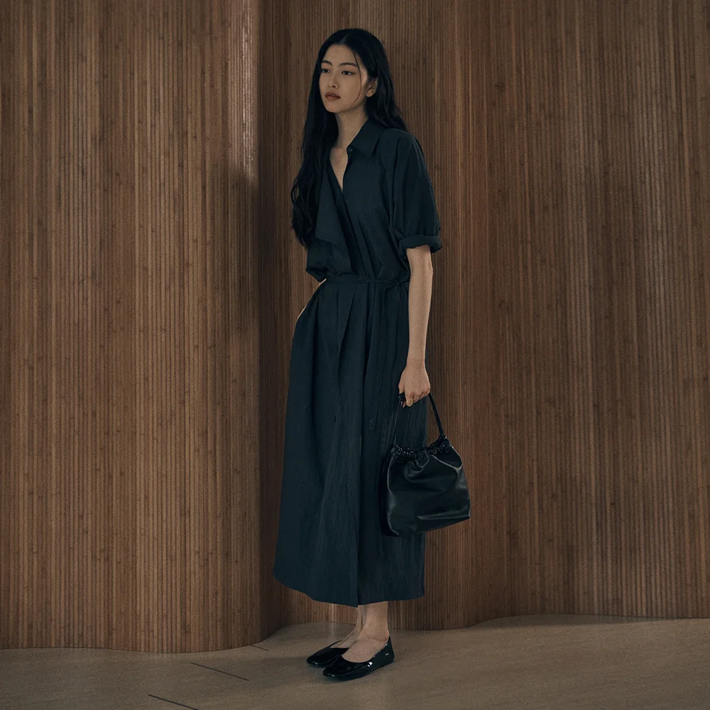 DARME STRAP LONG DRESS_CHARCOAL