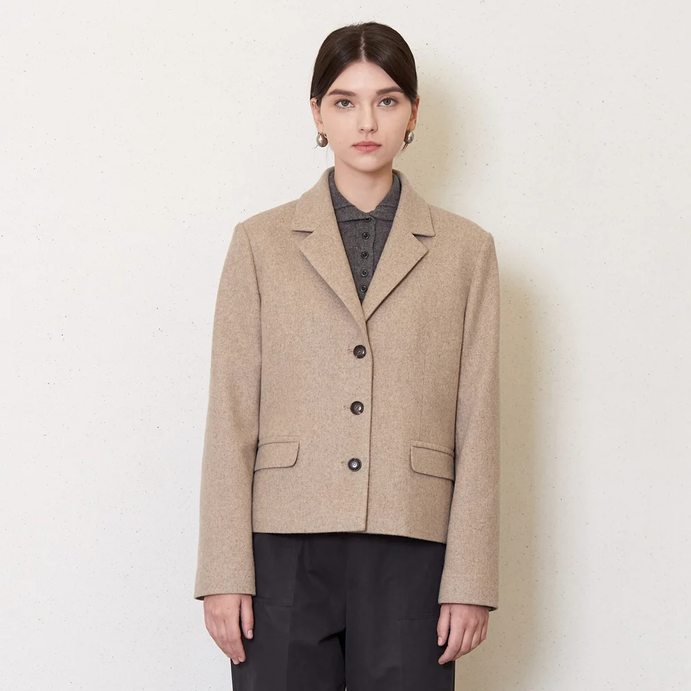 3-button wool jacket_oatmeal