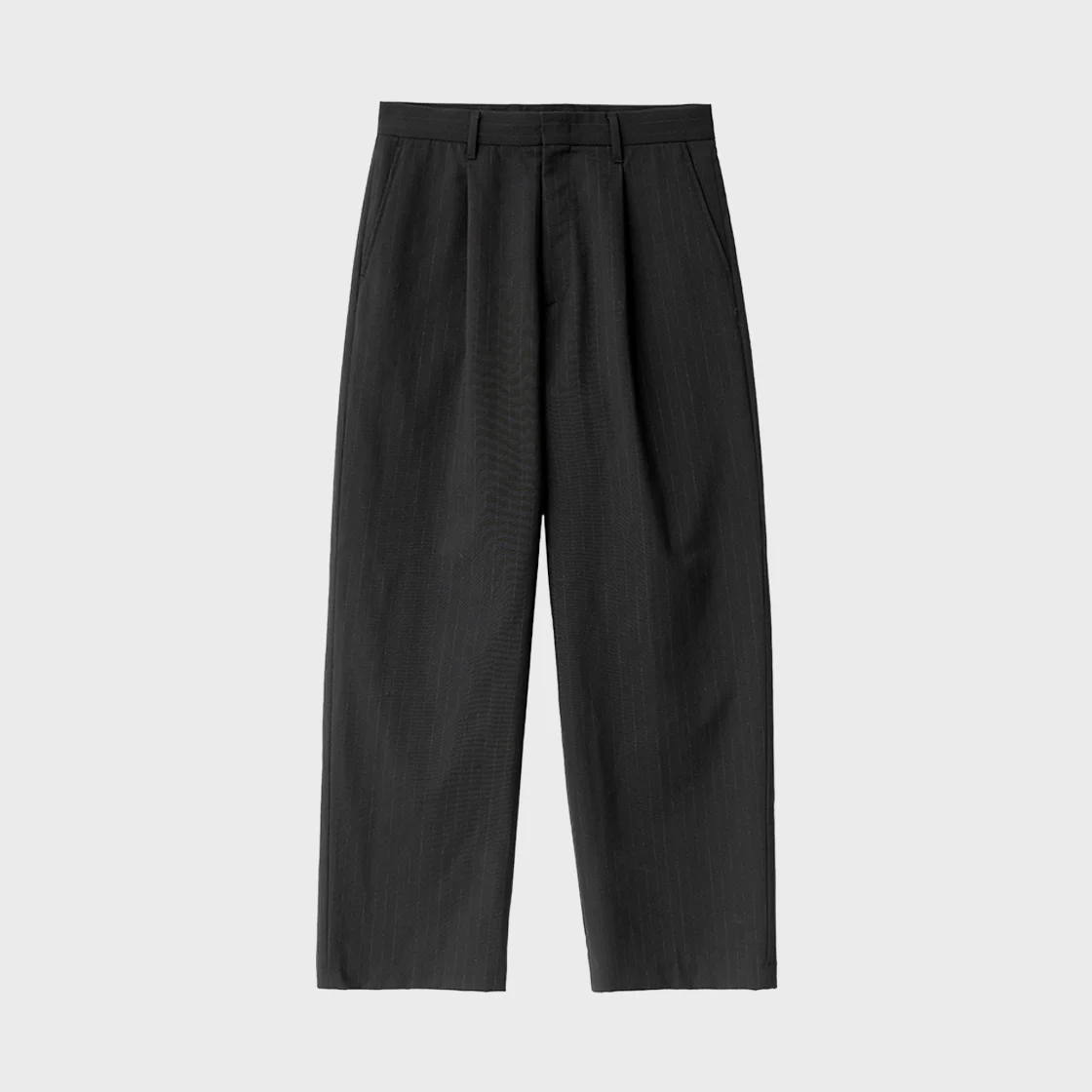 Wool One Tuck Trouser, Black Stripe