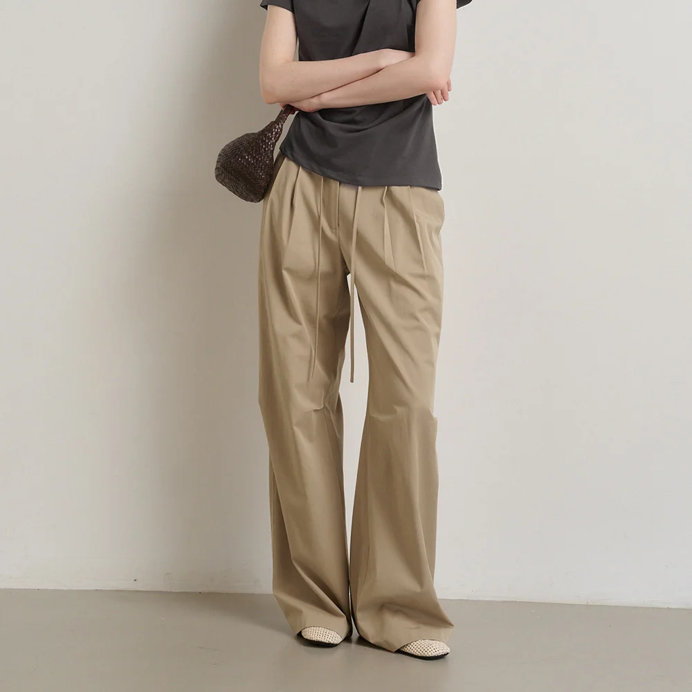WASHING COTTON BELTED PANTS (sand beige)