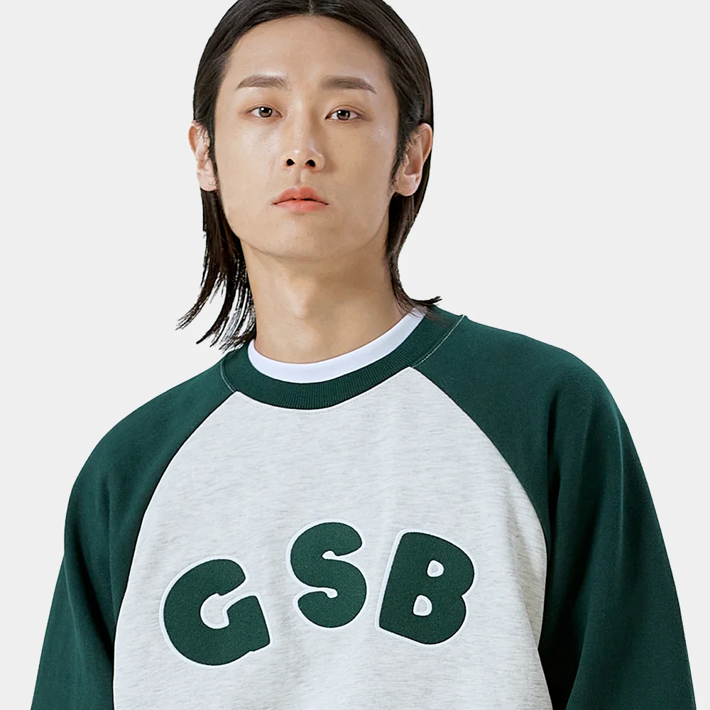 GSB標誌 插肩 衛衣_燕麥色/綠色