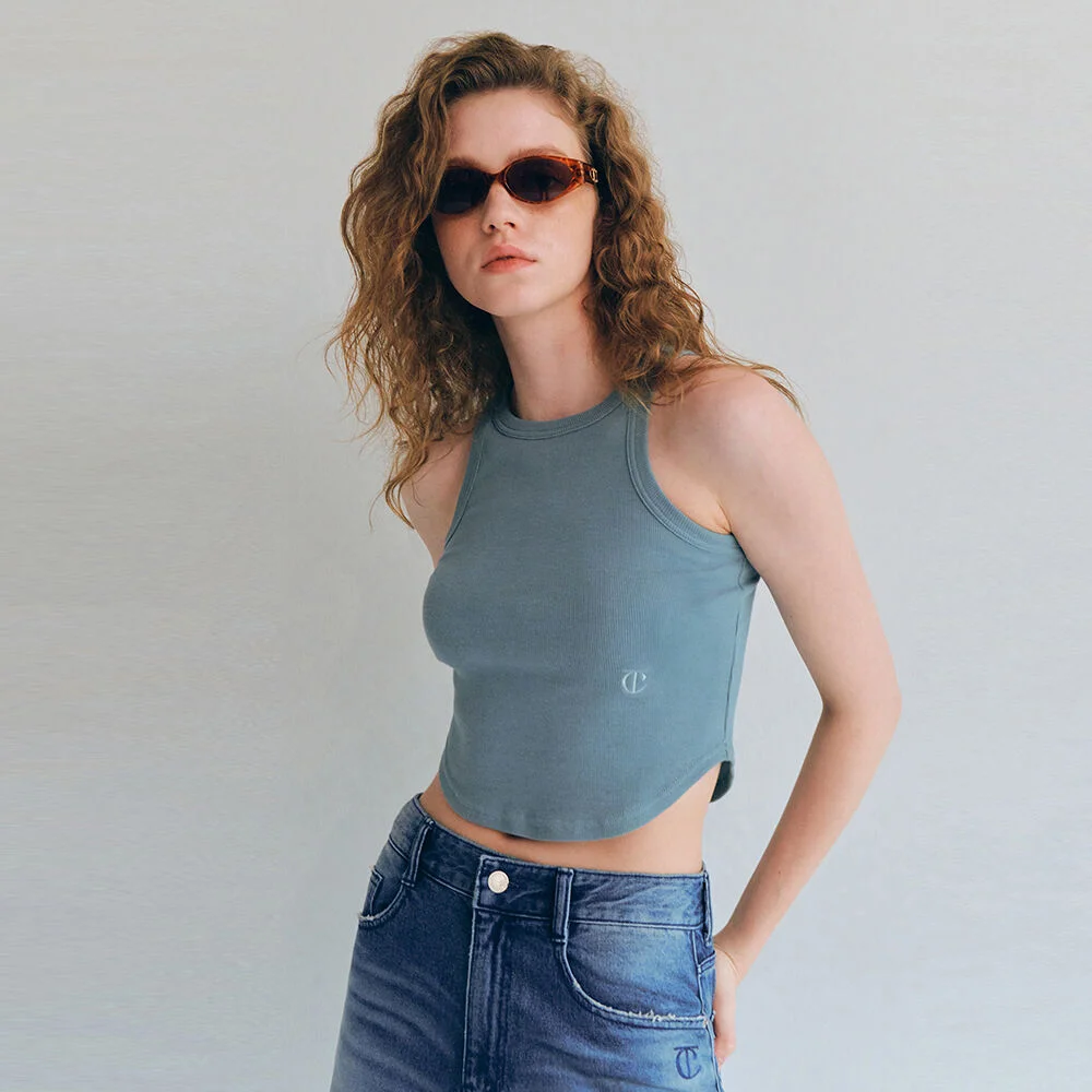 SYMBOL RIBBED SLEEVELESS