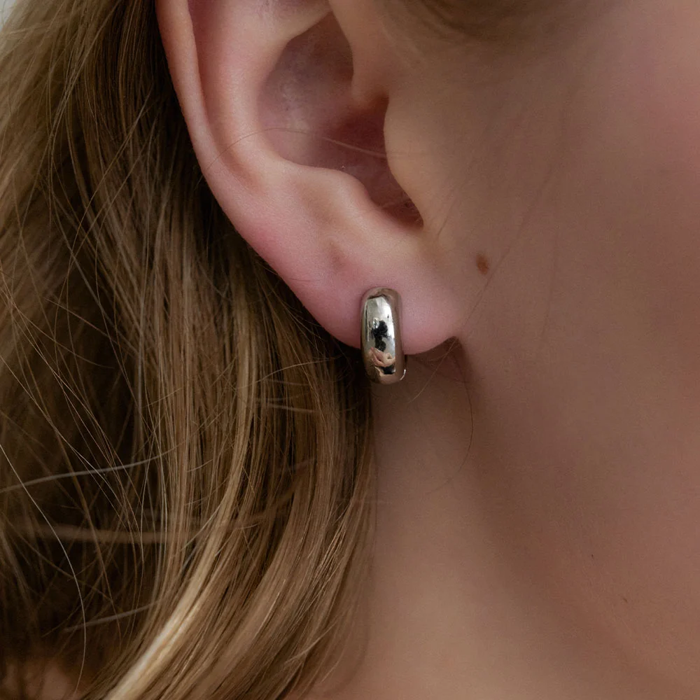 basic round one touch earrings (E065_silver small)