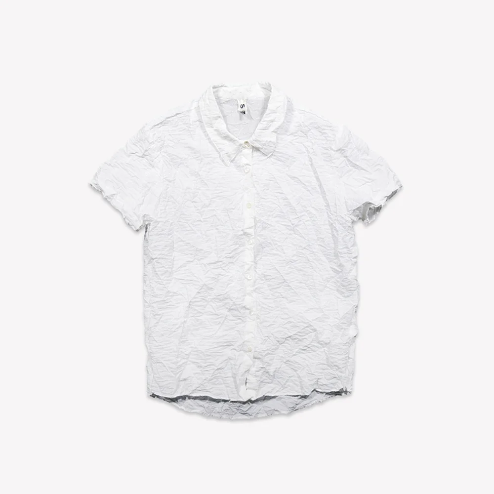 HAND CREASE SHORT SLEEVE SHIRT - WHITE