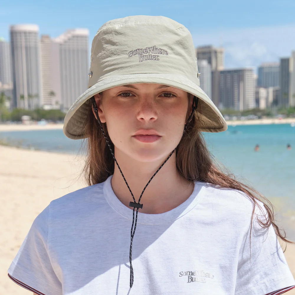 Nylon Wave Logo Safari Hat - Khaki