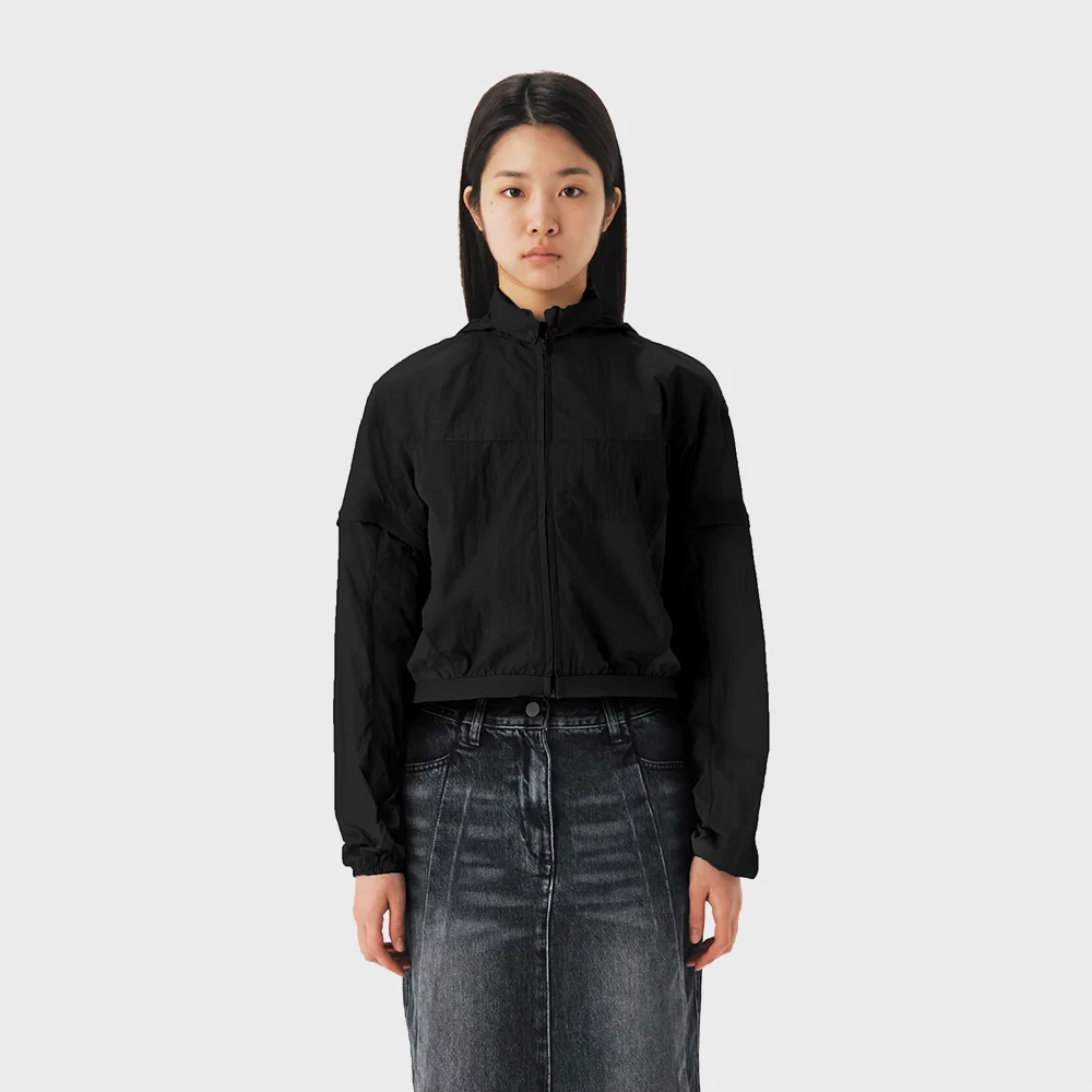 WOMENS DETACHABLE WINDBREAKER (BLACK)