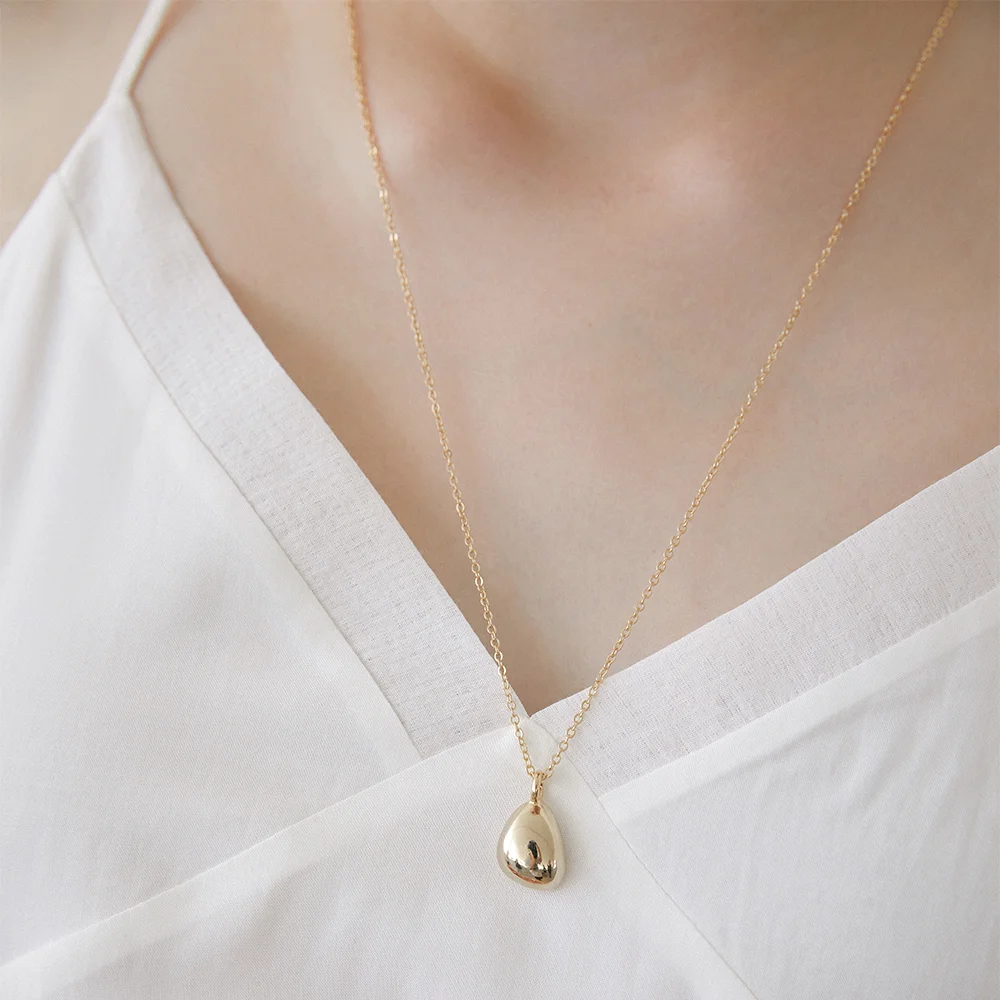 pebble pendant necklace (N041_gold)