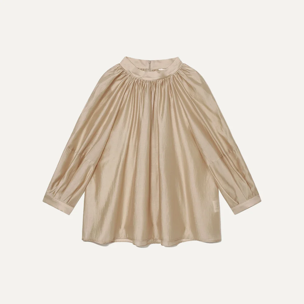 Gathered Neck Blouse Toast