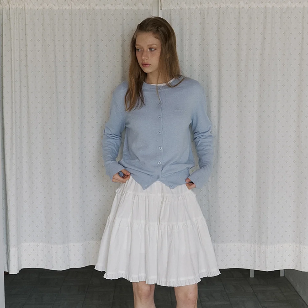 basic logo knit cardigan - powder blue