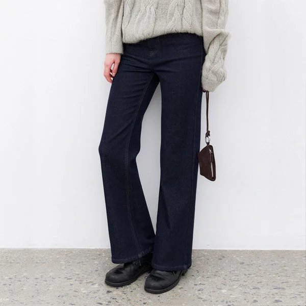 (PT-5733)CITY BOOTCUT WARM DENIM PANTS