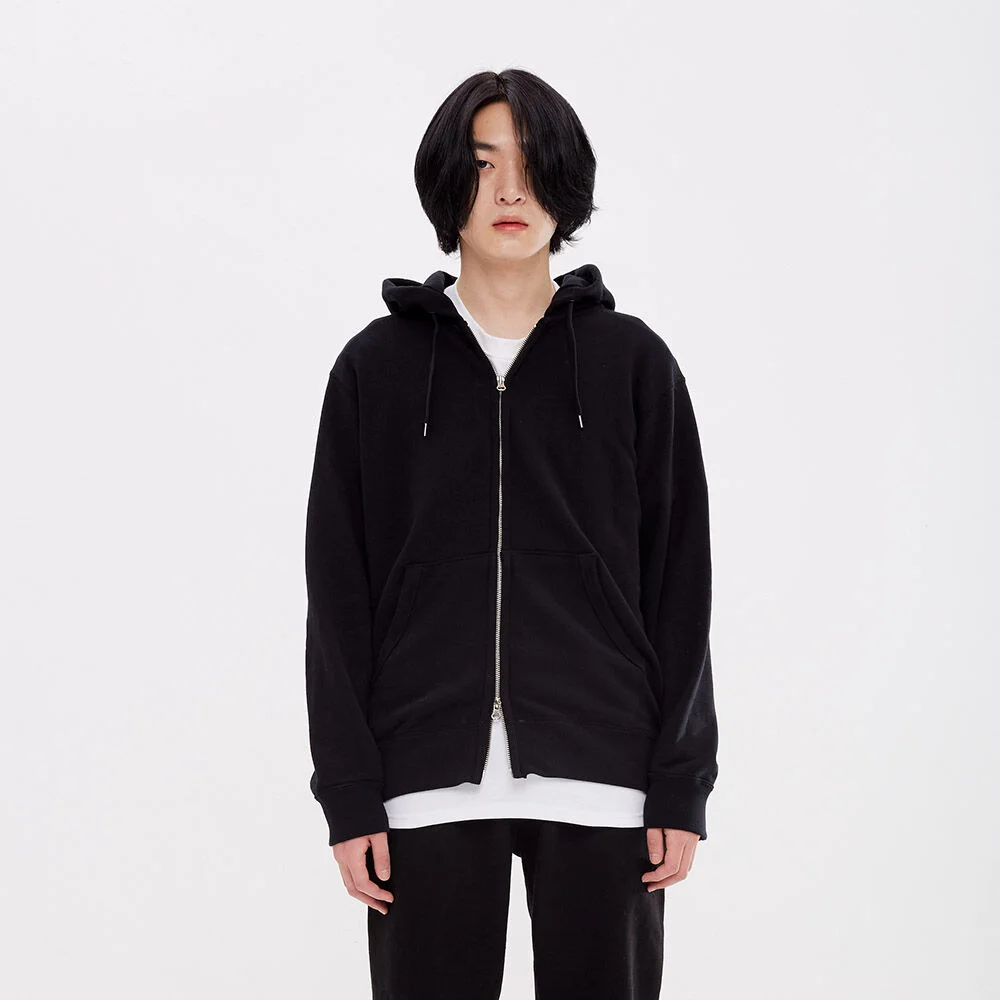 標準 衛衣 連帽拉鍊外套 black