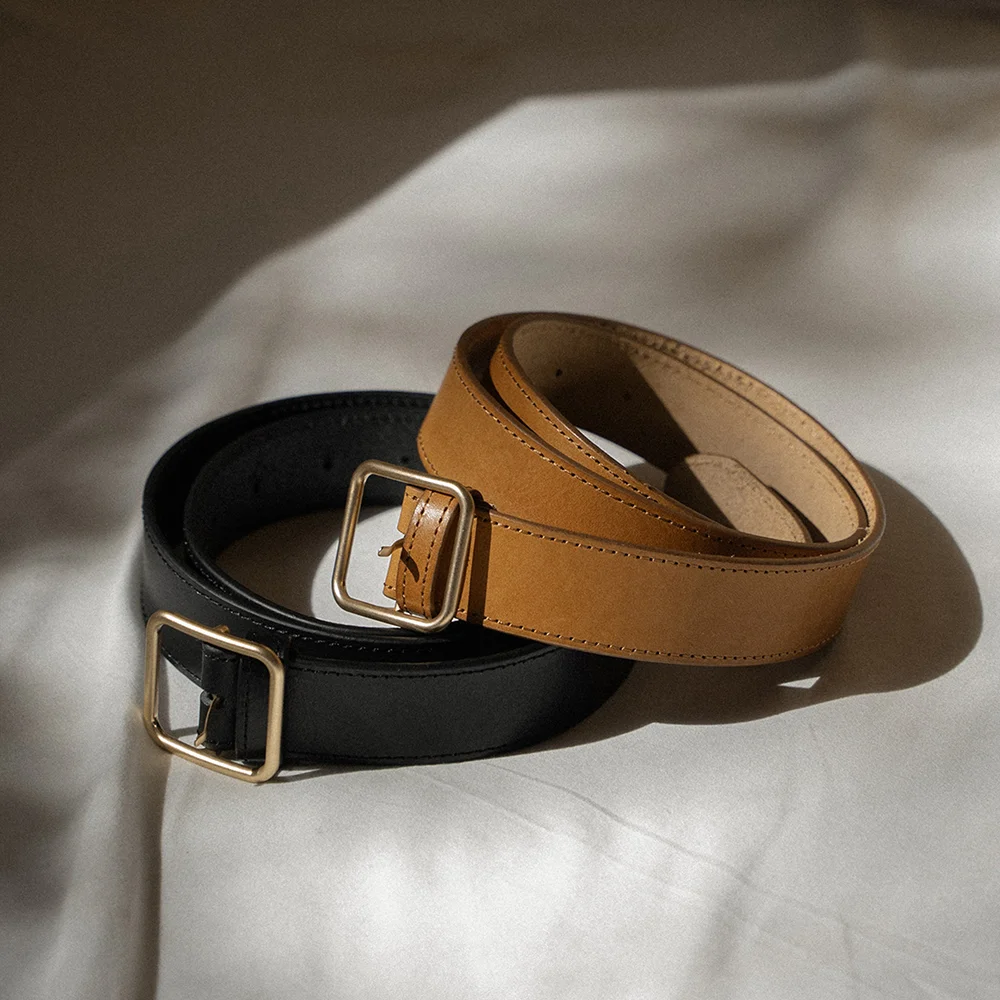 SQUARE LEATHER BELT_2COLORS