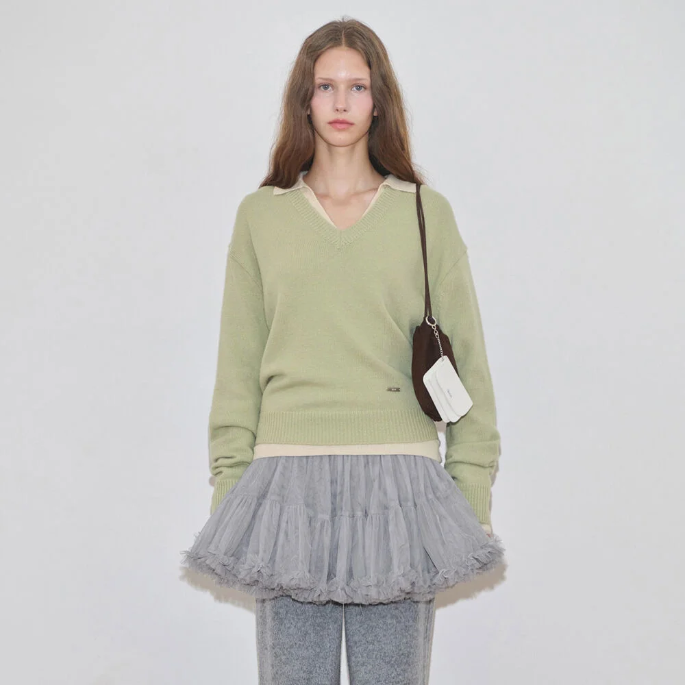 V-Neck Basic Knit (Melon)