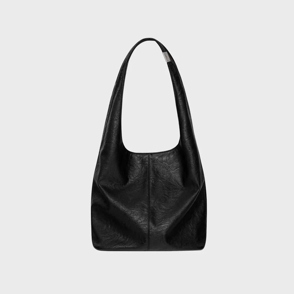G LEATHER SHOULDER BAG (BLACK)
