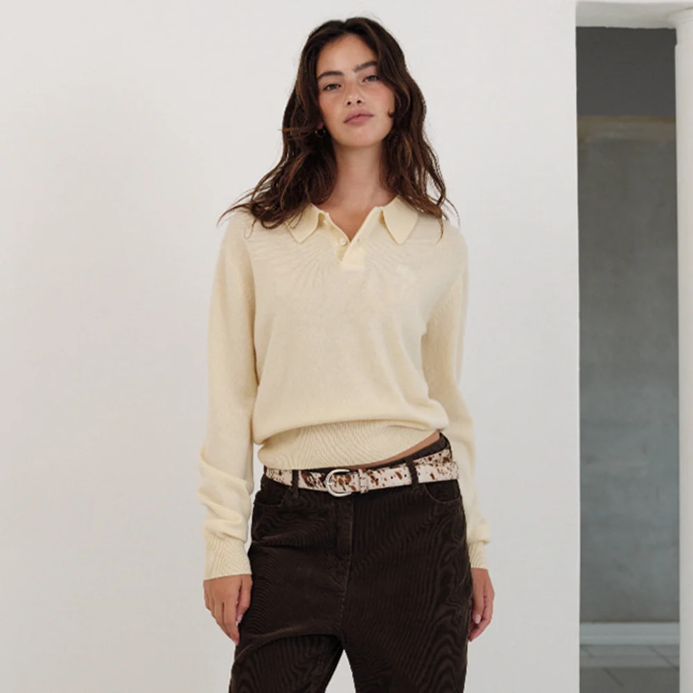 Cashmere Wimblyn Knit Polo Shirt_Butter