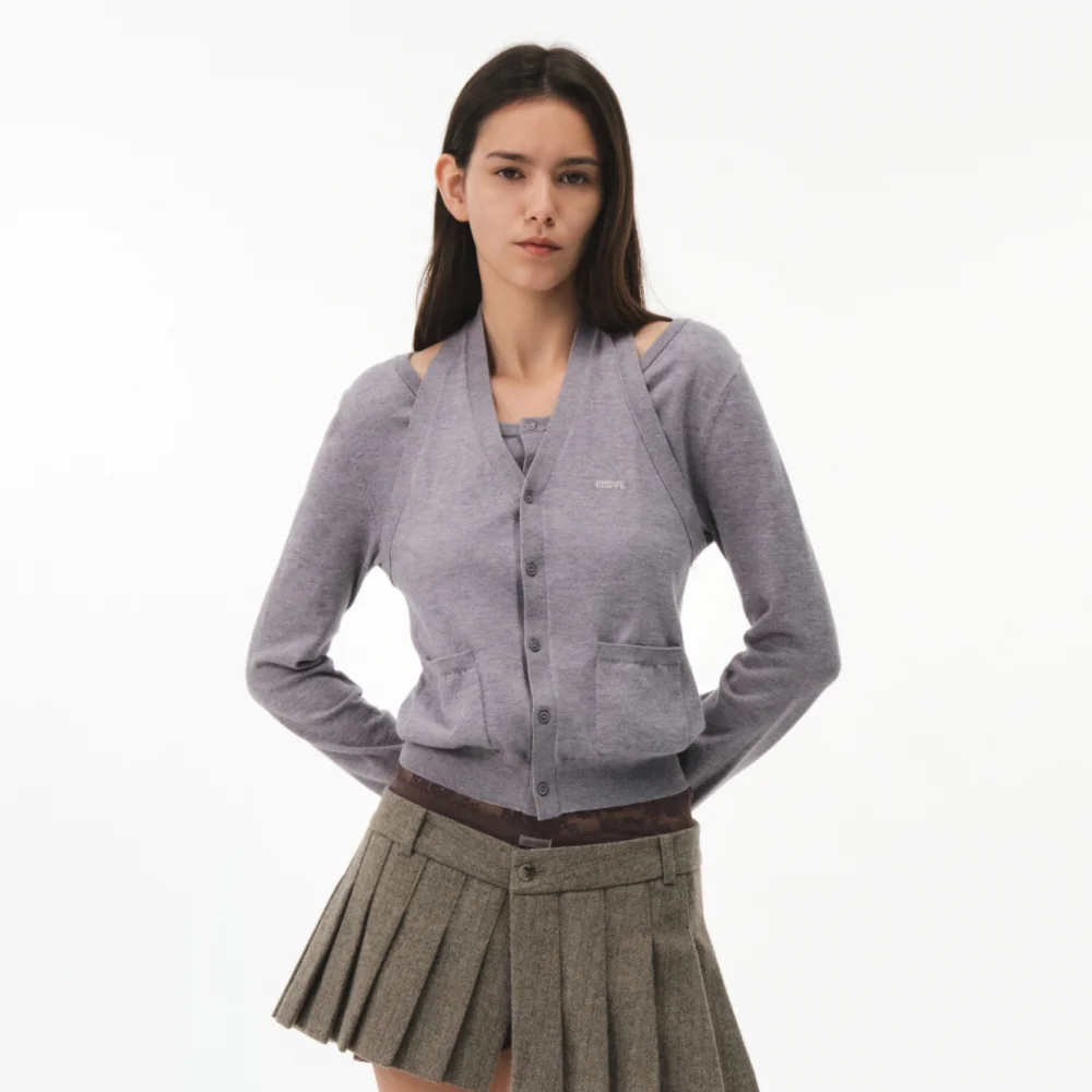 TILDA HALTER CARDIGAN (MELANGE GRAY)