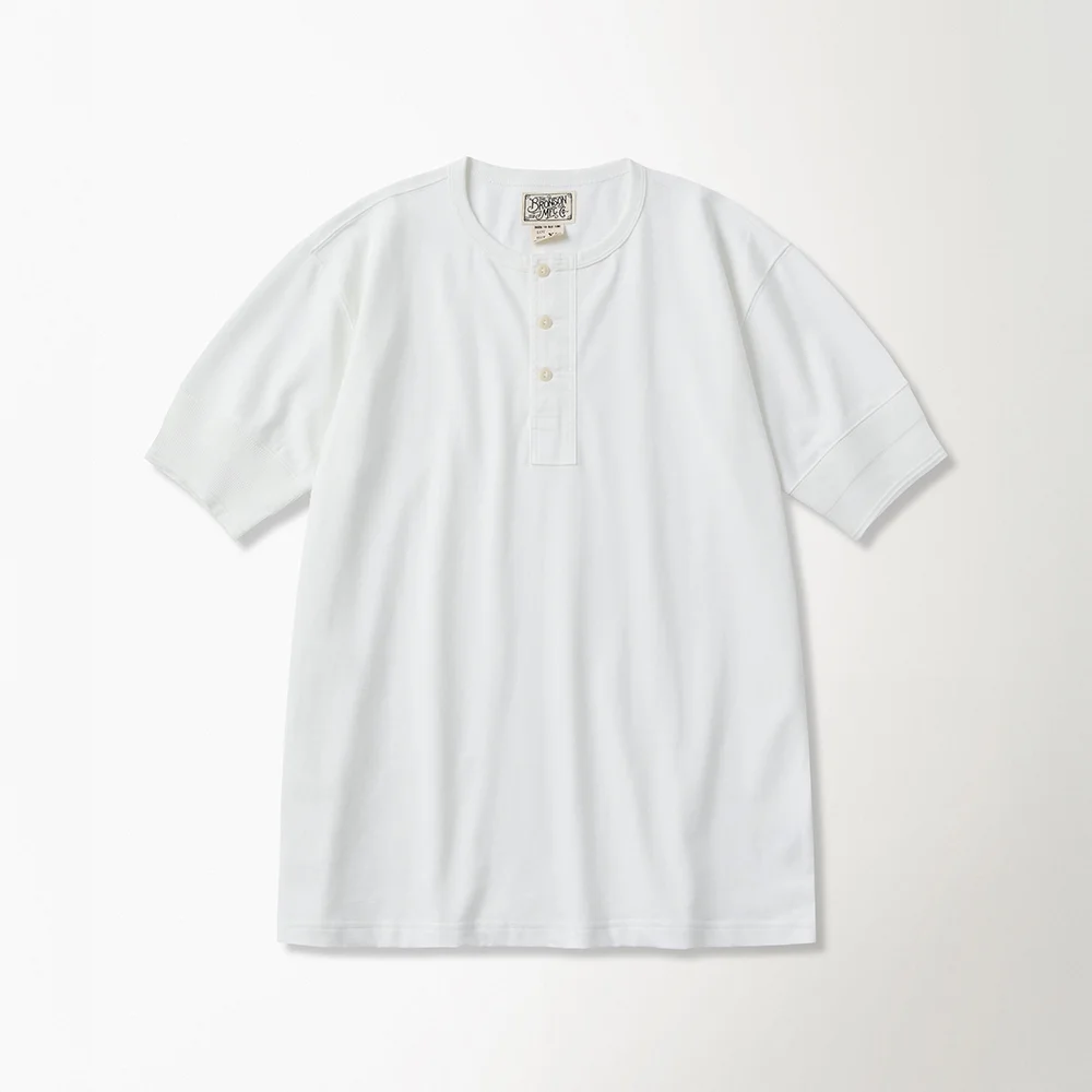 Vintage Short Sleeve Henley Tee White