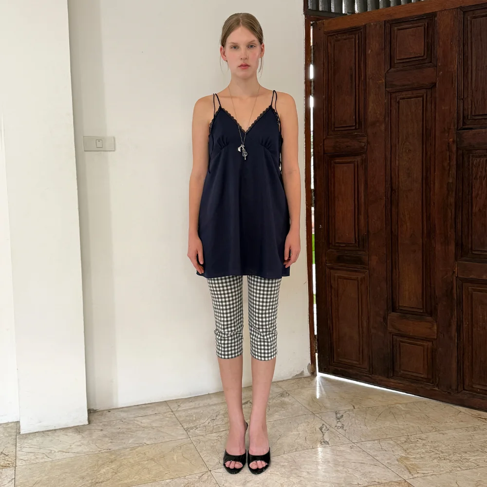 Lace Flared Mini Dress (Navy)