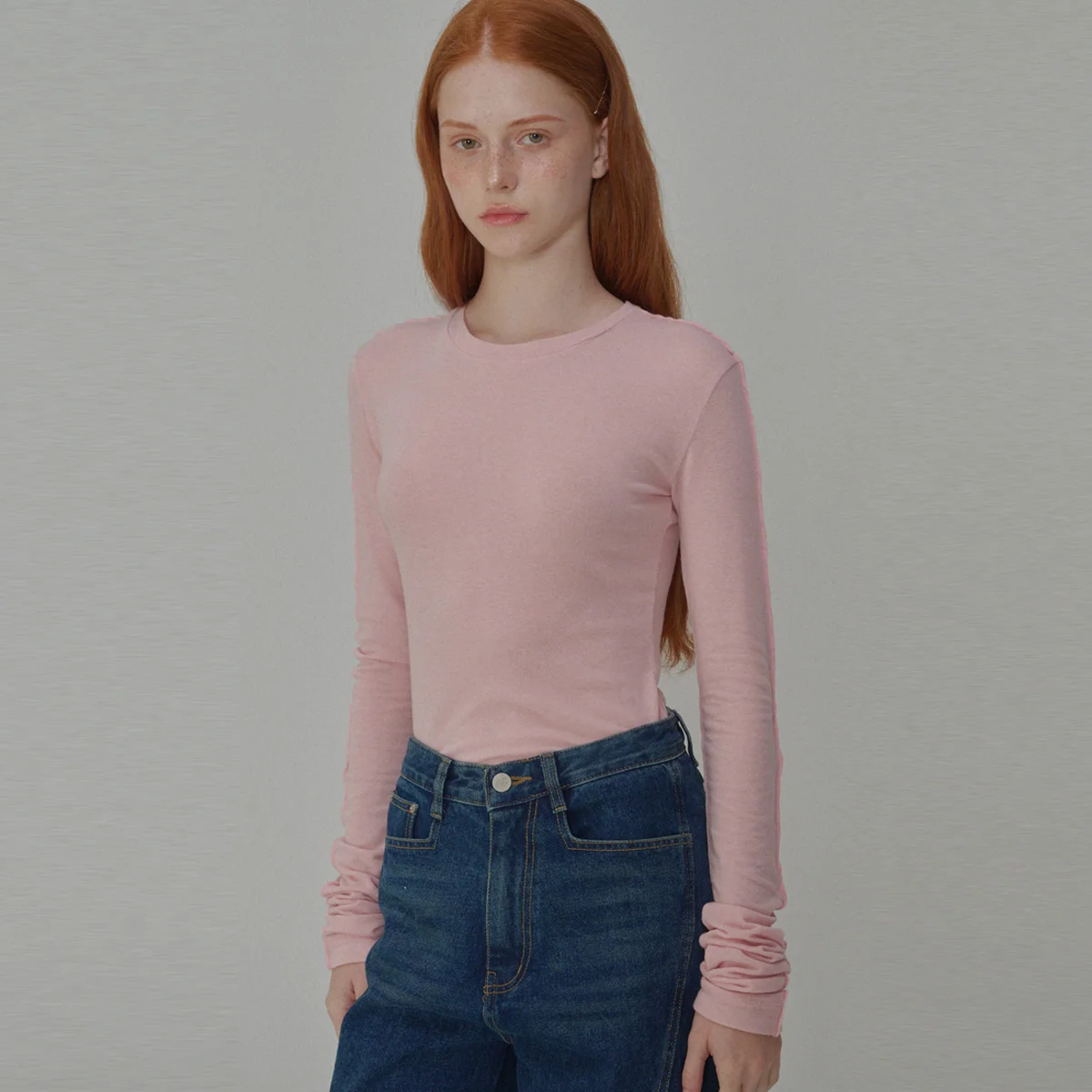 See-Through Wool Jersey T-shirt_Pink