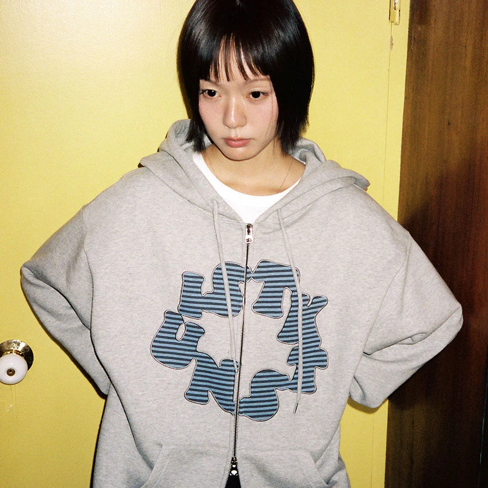 CIRCLE LOGO HOOD ZIP UP_GREY(IK2FFMM481A)