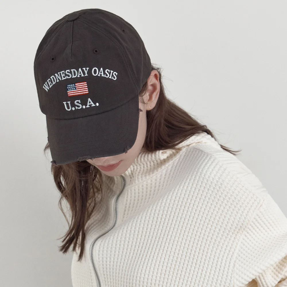 Flag Damage Ball Cap_DEEP BROWN(WB6AC07)