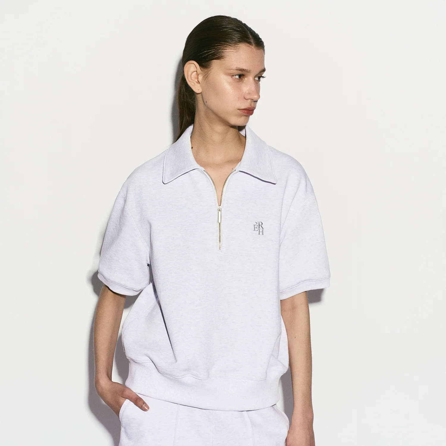 HALF ZIP SWEATSHIRT MELANGE GRAY