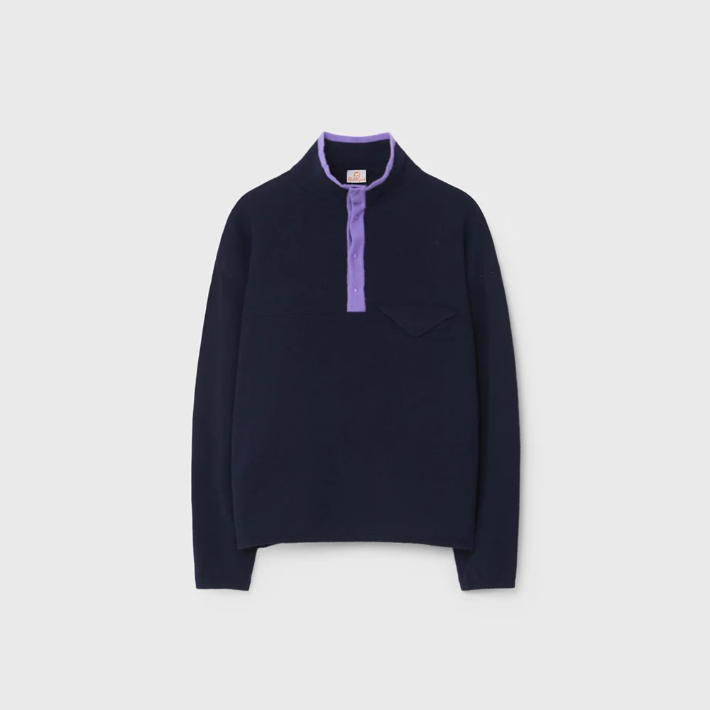 CASHMERE SNAP PULLOVER KNIT (NAVY)