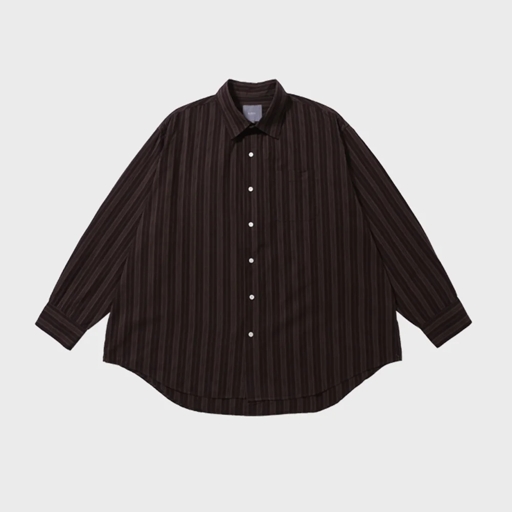 OVER SILHOUETTE PAJAMA SHIRTS (BROWN STRIPE)