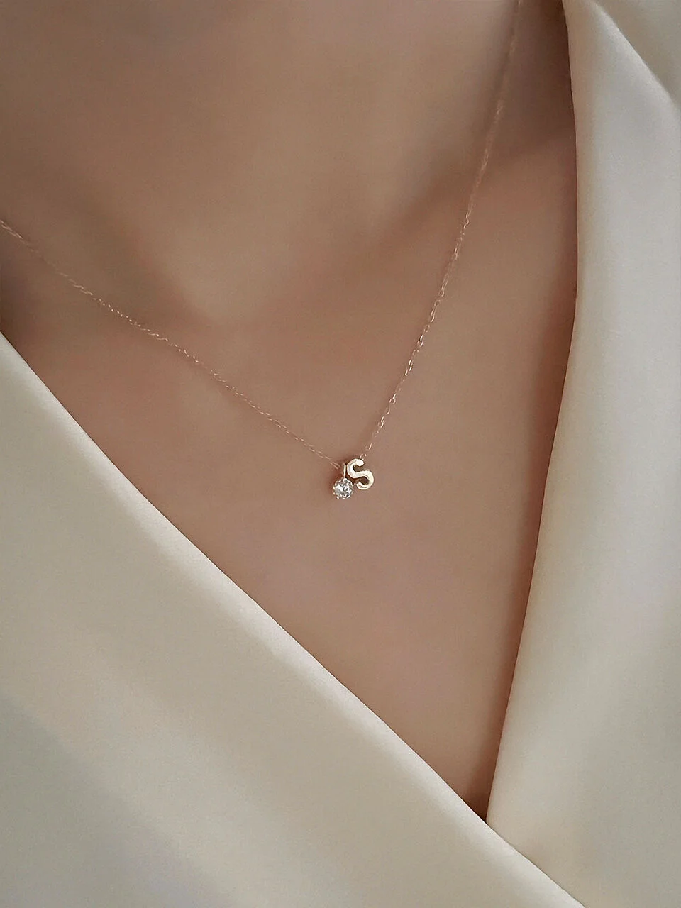 14k gold 基本款 字母 Necklace