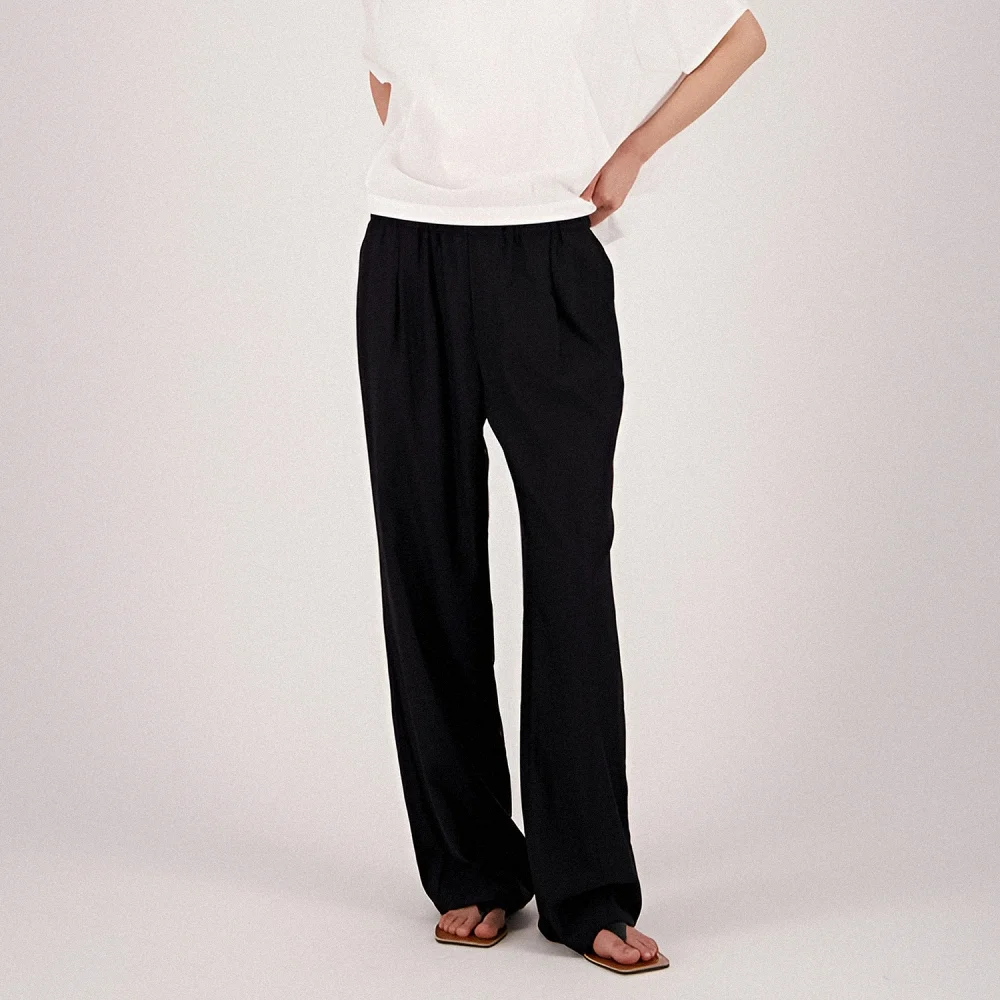 Summer Pintuck Bending Slacks _Black